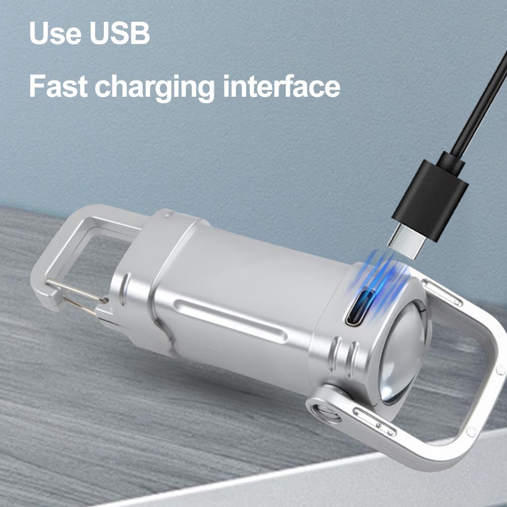 NEW Powerful Mini COB LED Keychain Flashlight USB Rechargeable With Hook For Outdoor Night Camping Walking Light Emergency Lamp