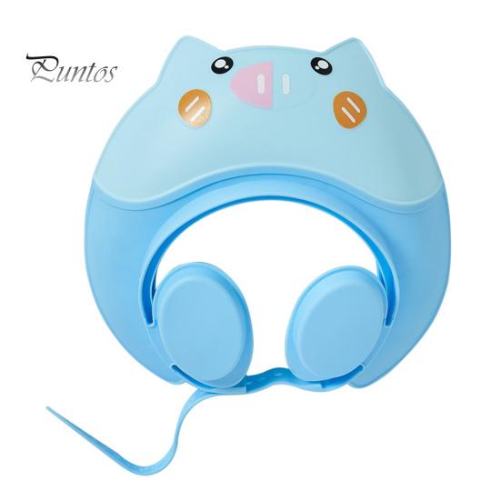 

Детская шапочка для душа, безопасная силиконовая защитная шапочка для ванны, мягкая шапочка с козырьком в форме мультфильма, регулируемый ремешок, водонепроницаемая шапочка для мытья шампунем синий