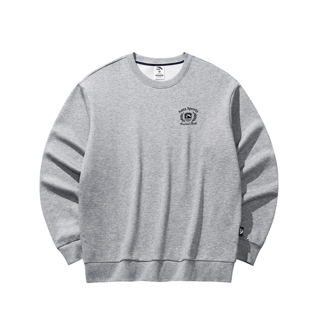 Anta Life Series 2025 Winter Pullover Round Neck Sweatshirt Men Sweatshirt Gray Heather-Gray 952548701-6