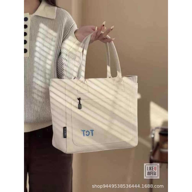 

Canvas bag versatile simple large capacity shoulder bag women senior sense commuter tote bag student class backpack women