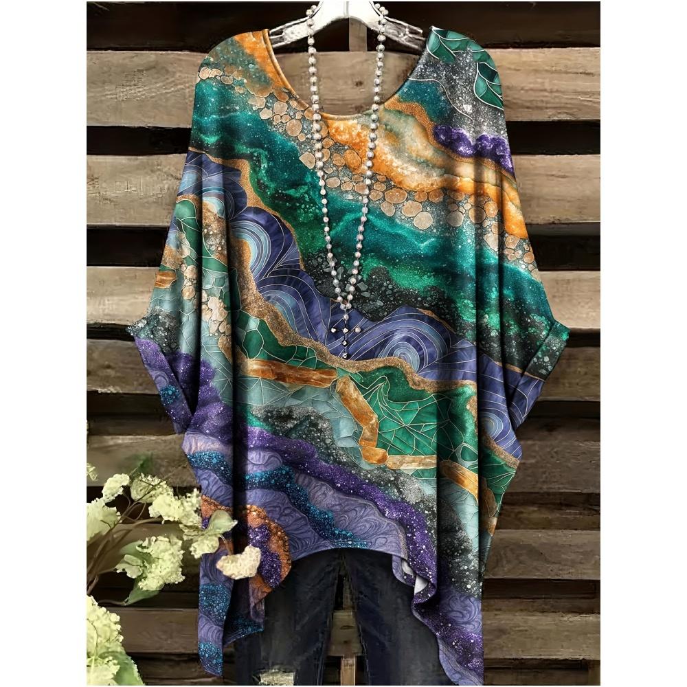 Letnie Proste Koszulki Graficzne z Nadrukiem w Paski Ubrania Moda Damska Vintage Koszulka z Krótkim Rękawem Street Fashion Damski Top