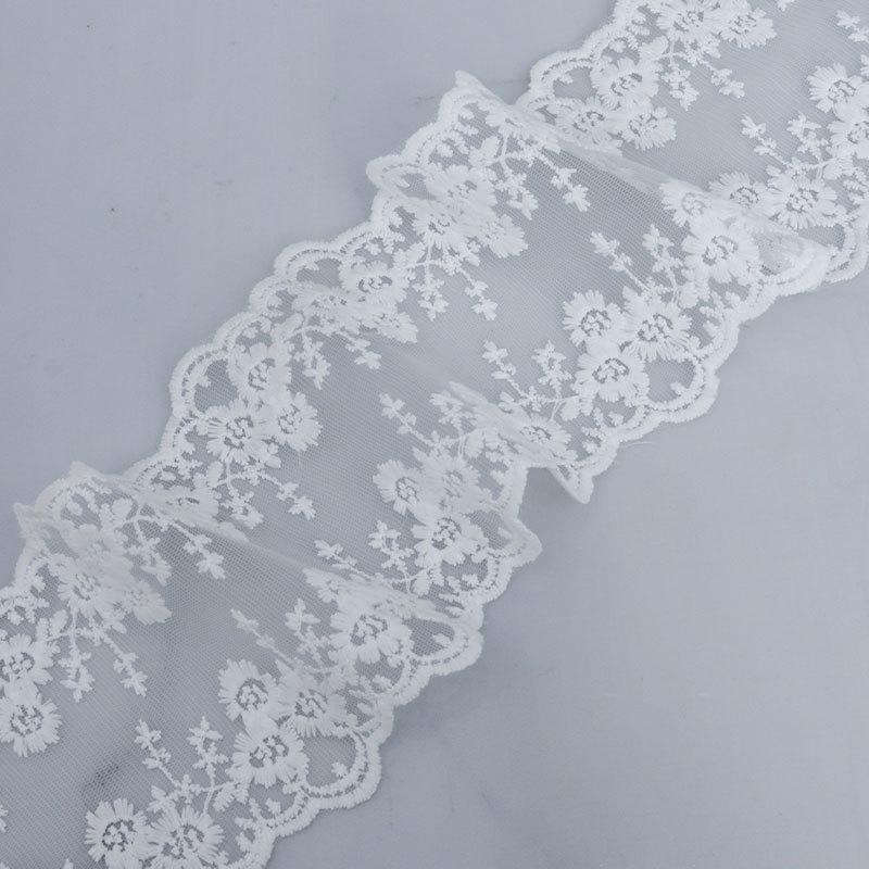 

Романтичная корейская версия сливы, двусторонняя прозрачная сетка, молочный шелк, вышитое кружево, юбка в стиле Лолиты, подол, аксессуары для одежды, декоративное кружево 13cm*5 yards