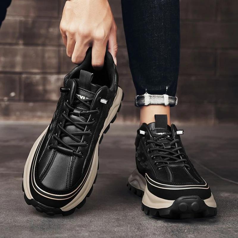 2025 New Men's Sports Shoes, Leather Casual Shoes, Men's Platform Running Shoes, Luxurious and Fashionable Men's Tennis Shoes