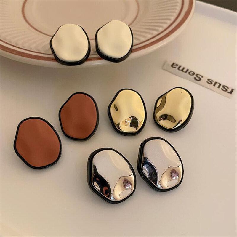 

Серьги-гвоздики неправильной формы из серебра 925 пробы, винтажные модные серьги, геометрические женские ювелирные изделия, подарки, корейский стиль, эстетические студенческие ювелирные изделия