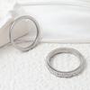 Korean Style Stainless Steel Ring 2mm Inner and Outer Ball Ceramic Clay Inlaid Diamond Ring Simple Fashion Titanium Steel Jewelry Set