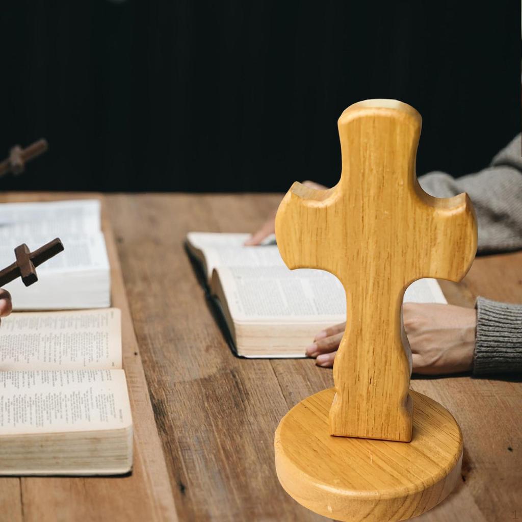 Decorative Wood with Base, Wooden Crucifix of Saint Jesus for Weddings