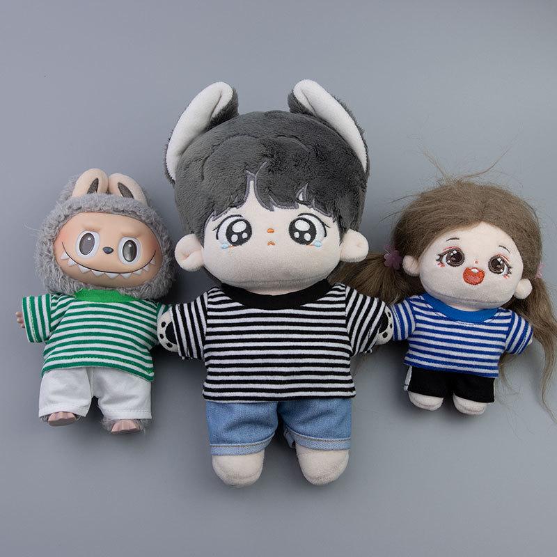 Versatile Striped T-Shirt for 10cm, 15cm, 20cm Doll Figures