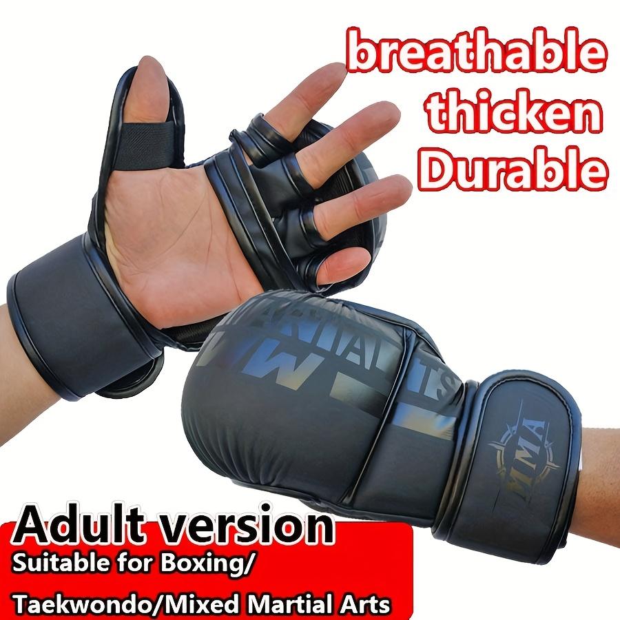 Professional MMA Boxing Gloves for Men & Women - Half-Finger Thick Durable Design with Adjustable Wrist Straps for UFC Training