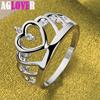 925 Sterling Silver AAA Zircon Heart Crown Ring Jewelry