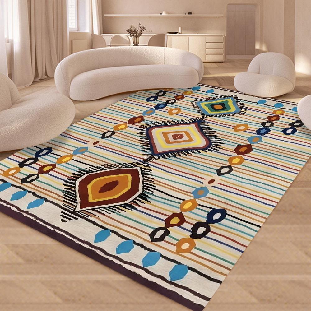 Vintage Tribal Area Rugs Washable Area Rugs for Living Room Bedroom Bathroom Kitchen Doormat Stain Resistant Non-Slip Floor Mat