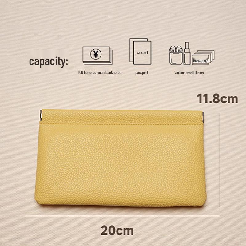 

Popular Dirt-Resistant Retro Leather Clasp Bag: Multi-functional Storage for Coins, Earphones & Cosmetics жовтий