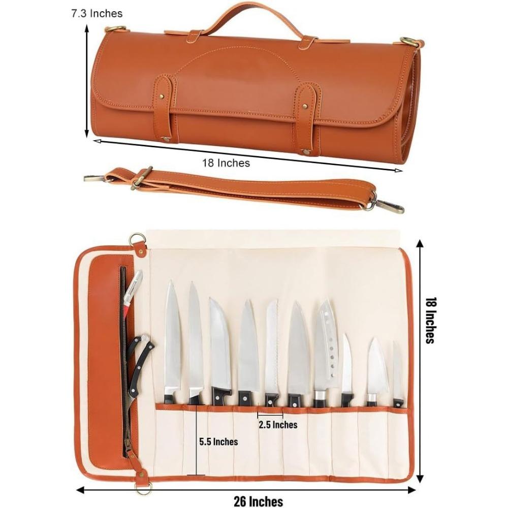 Outdoor Leather Knife Bag, Chef Knife Bag, Cowhide Knife Bag, Outdoor Camping Bag