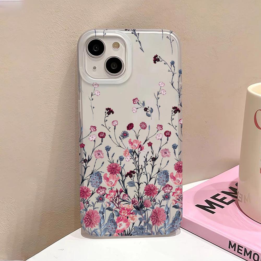 Flower Clear Phone Case For iPhone 15 16 Pro Max Case iPhone 13 11 12 14 Pro Max Plus 12 13 Mini Shockproof Silicone Soft Cover