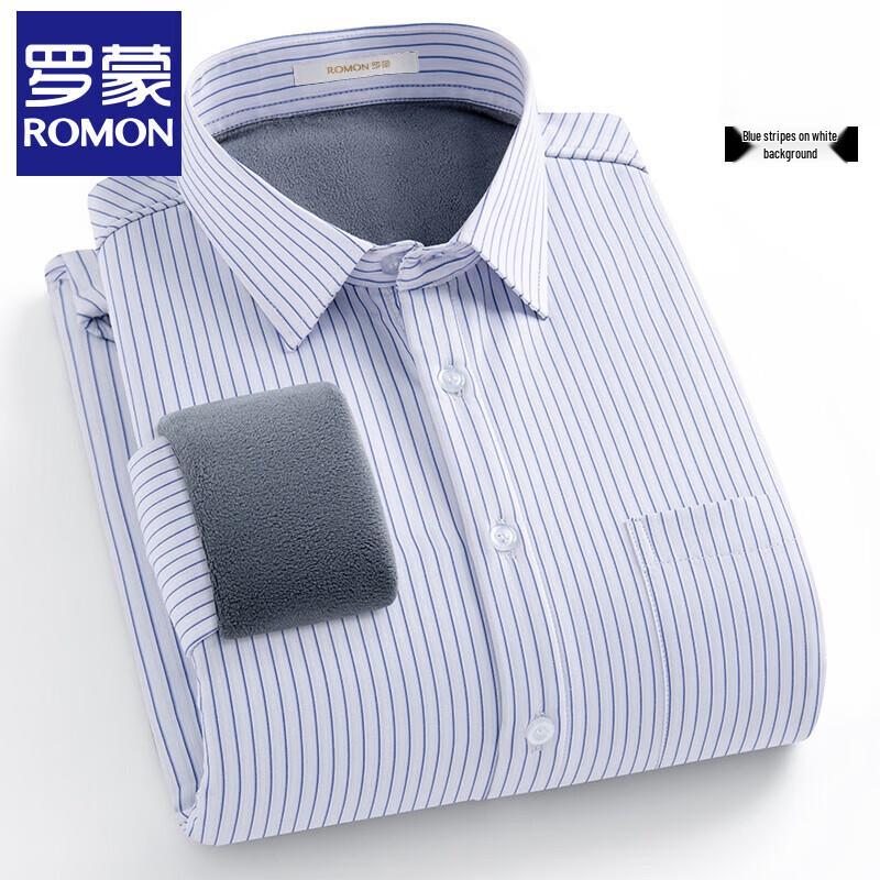 Romon Men s Warm Long-Sleeve Business Casual Shirt 43