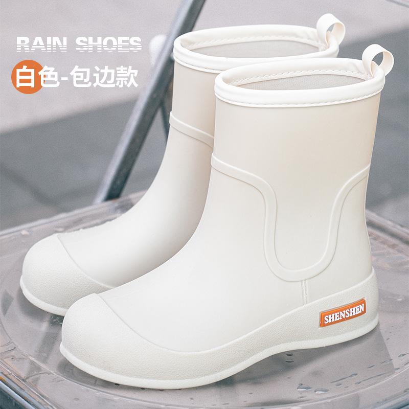 New dopamine women's short tube fashion rain shoes non-slip and wear-resistant waterproof rain boots camping water shoes glue shoe cover shoes