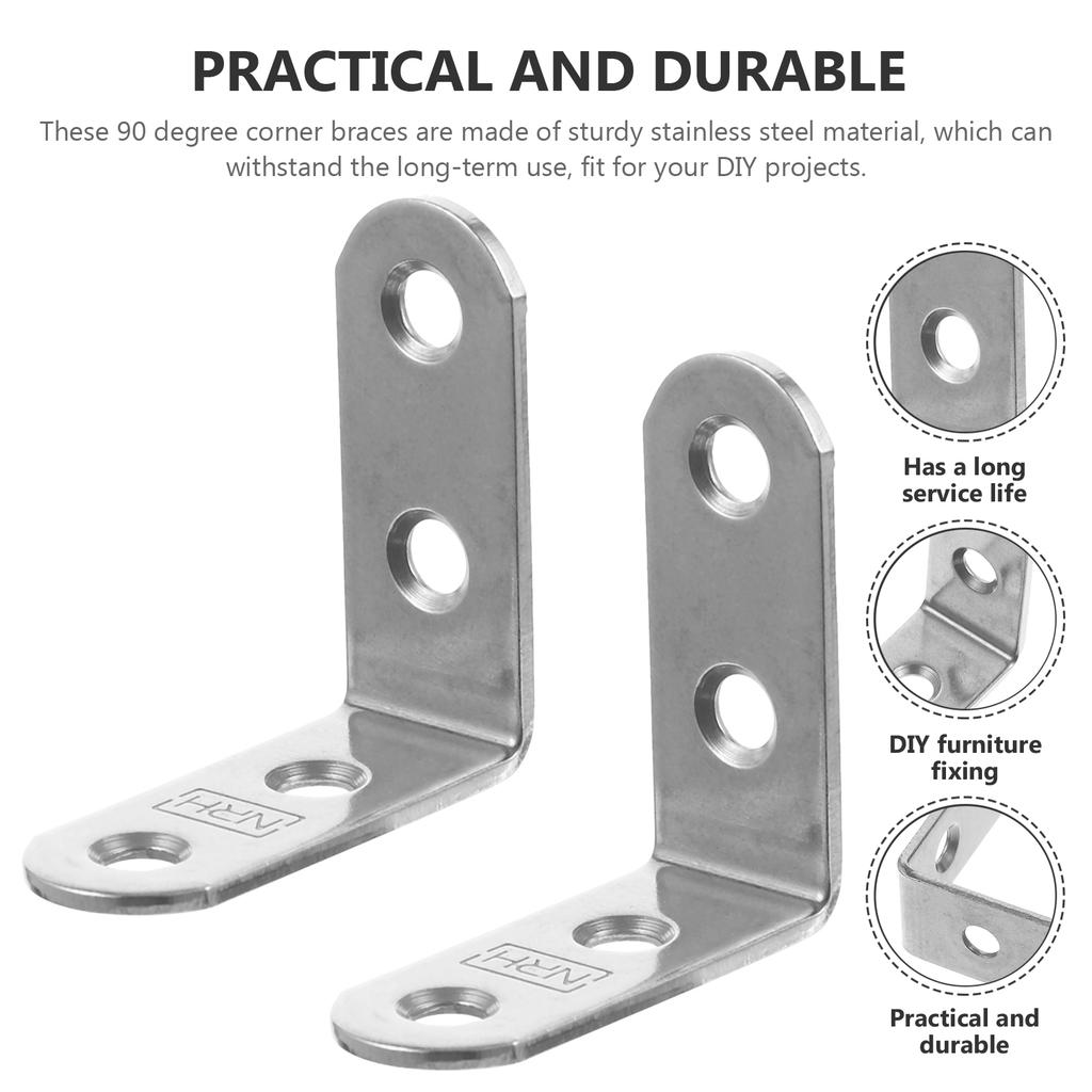10 Pcs Wood Bracket Small Brackets Metal Shelf for Braces Cabinet Angle Stainless Steel Corner