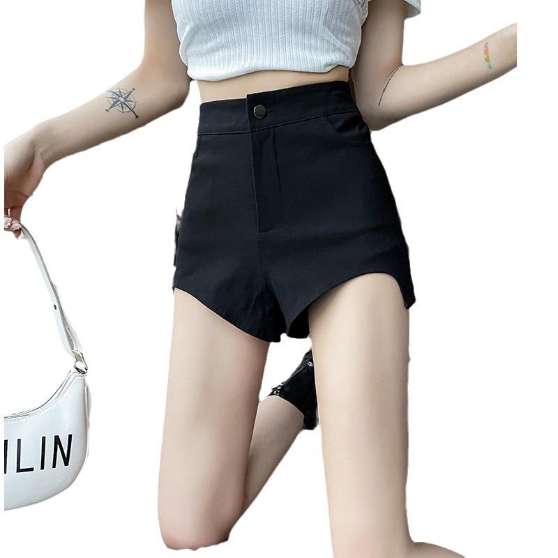 Women's Black High Waist A-Line Summer Shorts - Petite, Slim Fit, Super Short