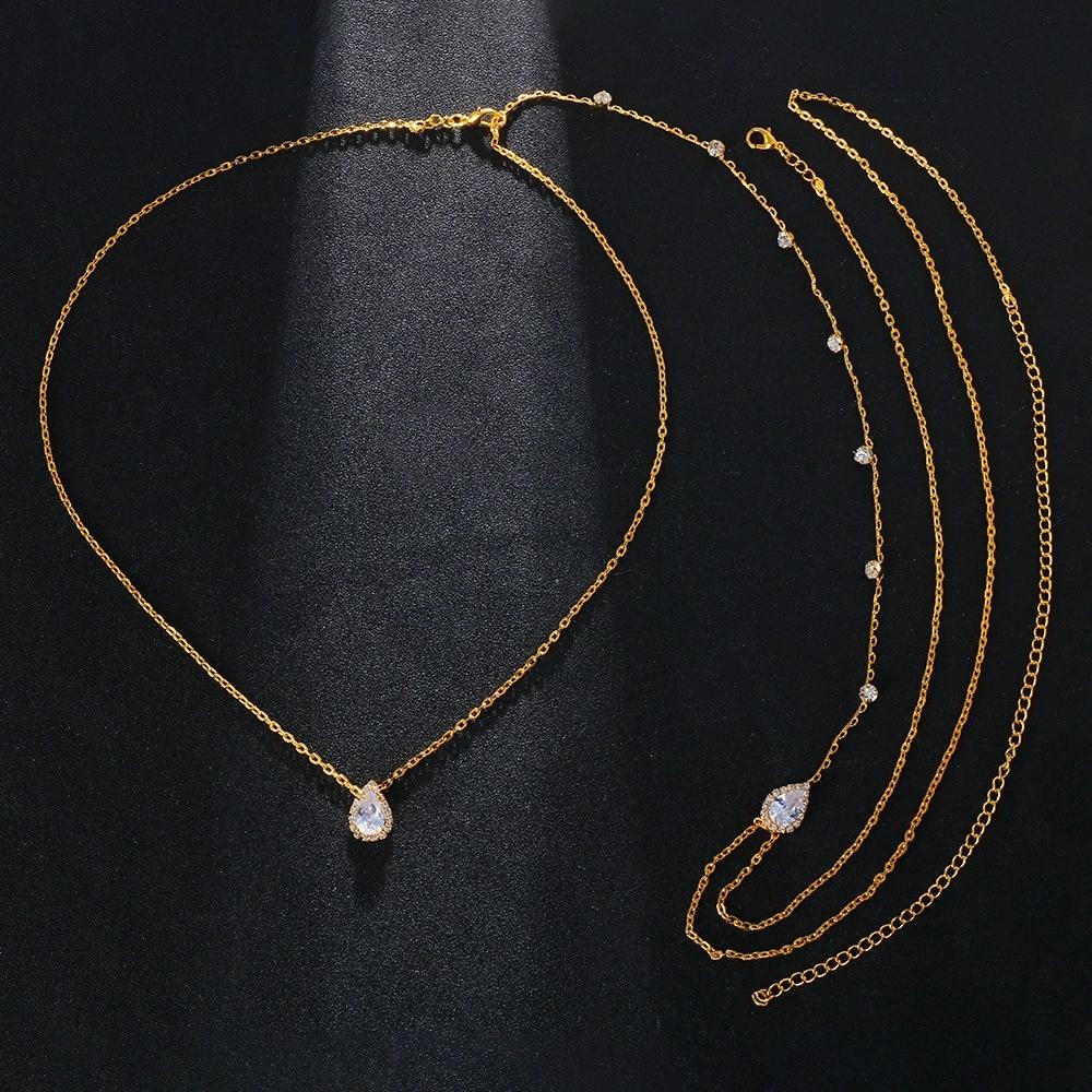 Geometric Sparkling Round Water Drop Zircon Tassel Body Chain Unique Fashion Sexy Exaggerated Luxury Banquet Accessories Gift золотистый