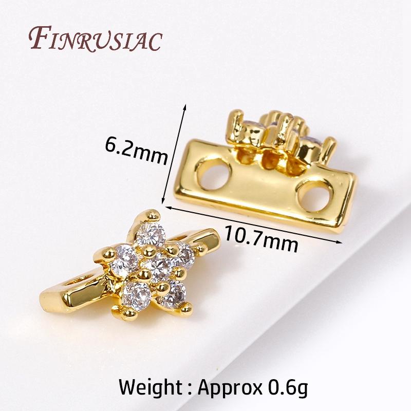 18K Gold Plated 2/3 Hole Separators For Beads,Inlaid Zircon Beads Separators,Handmade Decorative DIY Beading Jewelry Materials
