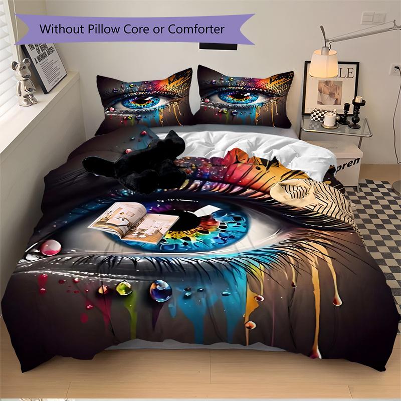 3pcs Rainbow Tears Bedding Set, Including 1 Quilt Cover and 2 Pillow Shams, Without Filling, Soft and Comfortable Home Bedroom Fabric