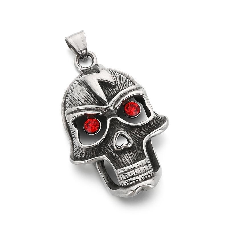 Warrior Helmet Buddha Head Necklace Dark Gothic Red Eye Skull Pendant Men s Accessory Pendant 60CM