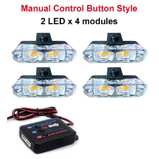 4 In 1 2 LED Vehicle Clip Signal Light Universal Car Front Grille Emergency Strobe Light Police Flashing Warning Lamp DIY Accessories