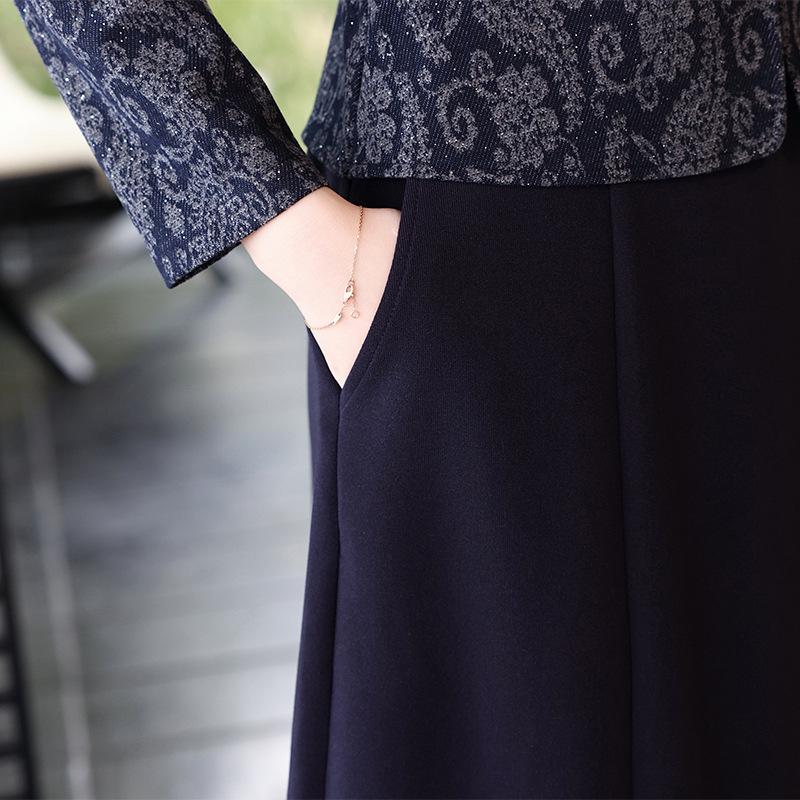 Frühjahr 2026 Damen Schlankmachendes Bedrucktes Zweiteiliges Kleid, Mittellang Altersreduzierender Stil