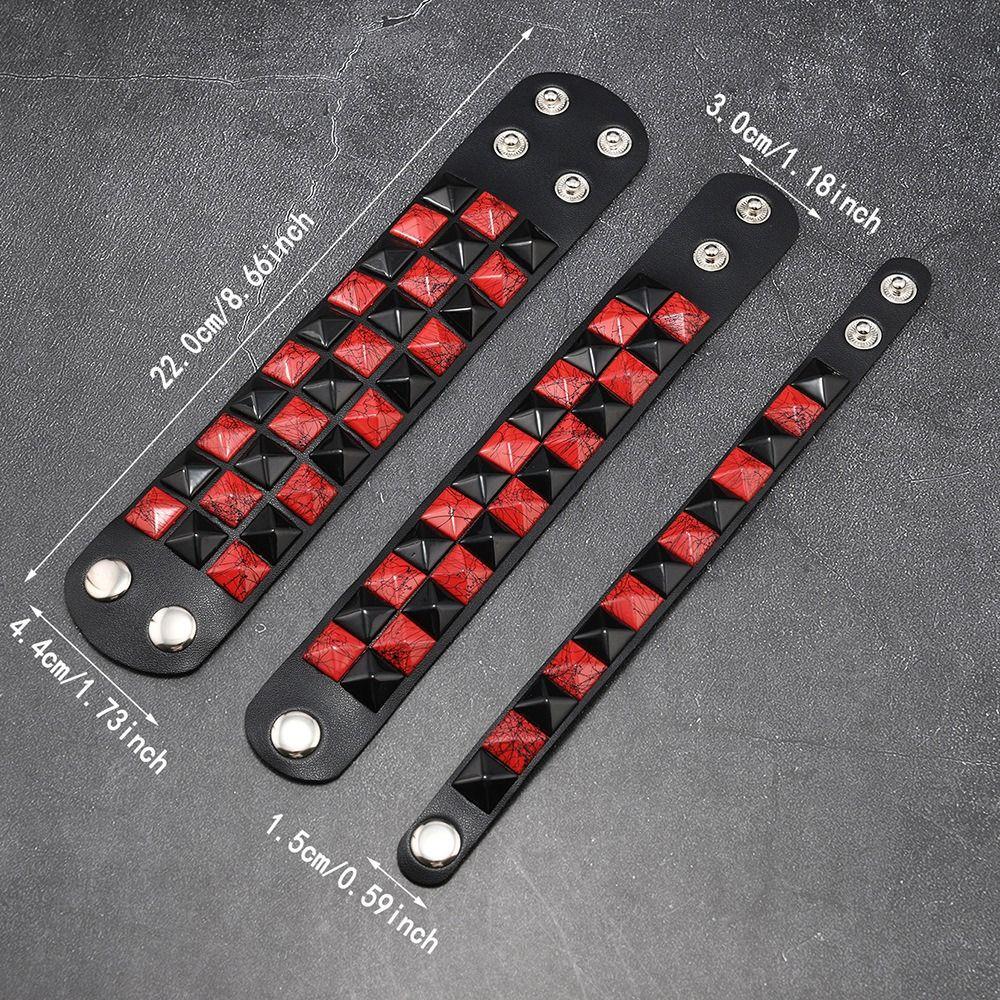 Vintage Big Wide Bracelet Contrasting Gothic Punk Bracelet Rivets Leather Wristband Male Female