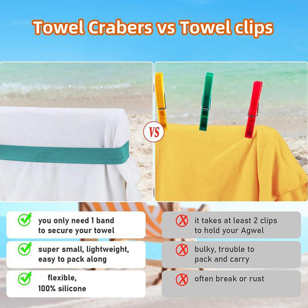 Bandas Elásticas para Toalla de Silla de Playa Correas Elásticas para Toallas Pinzas Portátiles para Toalla de Baño Bandas Elásticas para Sillas para Actividades al Aire Libre
