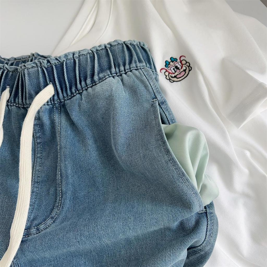 Women's High Waist Lyocell Tencel Wide-Leg Floor-Length Denim Pants - Summer Style