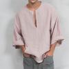 2025 Middle East Men's V-Neck Loose Flare Long Sleeve Muslim T-Shirt