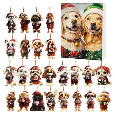 2D Labrador Advent Countdown Box Christmas Tree Decoration Acrylic Pendant Independent Station