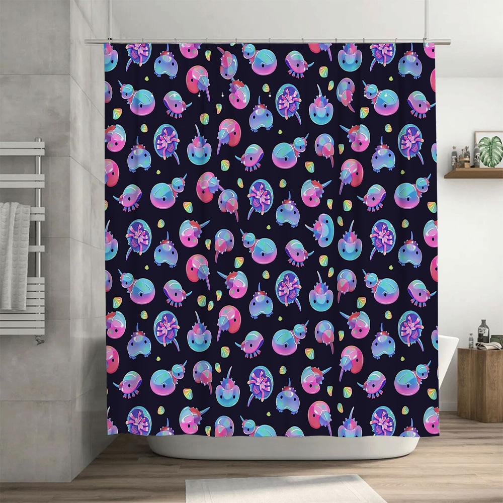 Cute Octopus Shower Curtain Ocean Sea Life Bathroom Decor Nautical Blue Backdrop Waterproof Fabric Home Decor