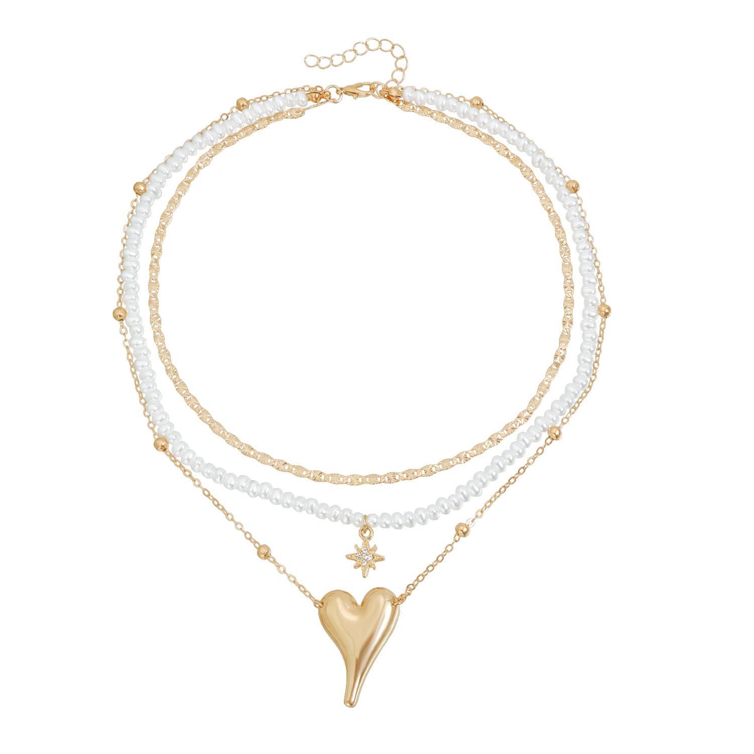 

Jewelry light luxury special-shaped love mango star imitation pearl necklace ins design sense advanced stacking necklace золотой