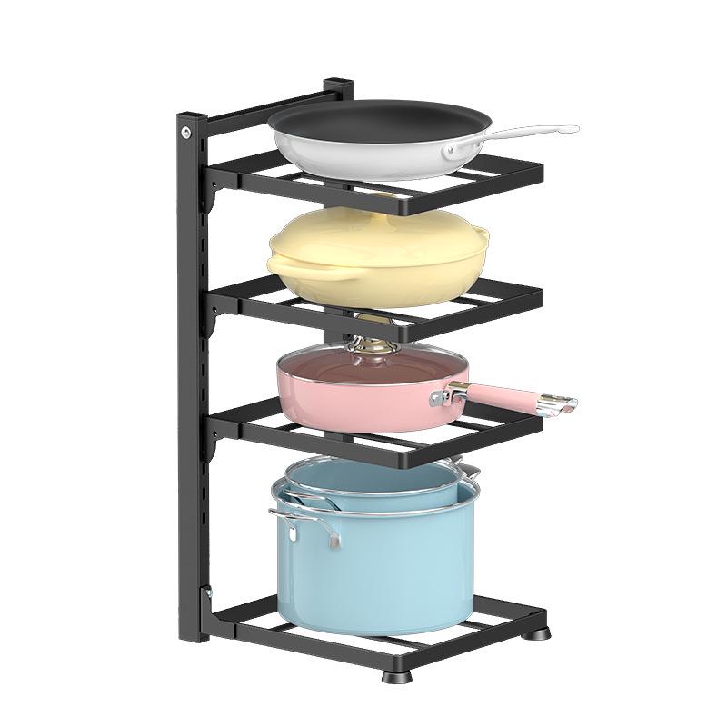 Adjustable Multi-layer Kitchen Cookware Storage Rack for Cabinets and Countertops