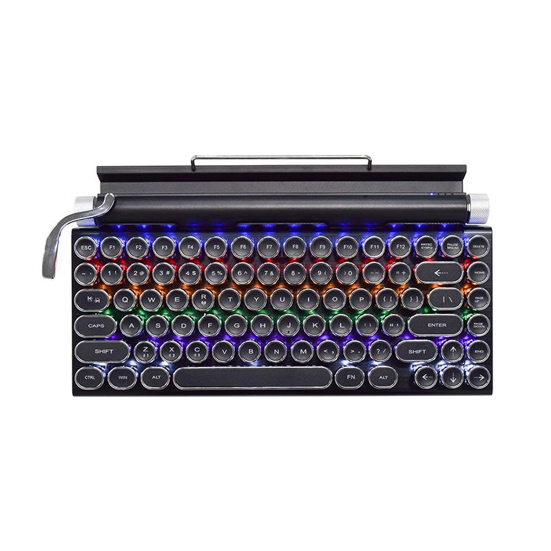 Retro Punk Mechanical Gaming Keyboard: Wired/Wireless Bluetooth with Blue Switch