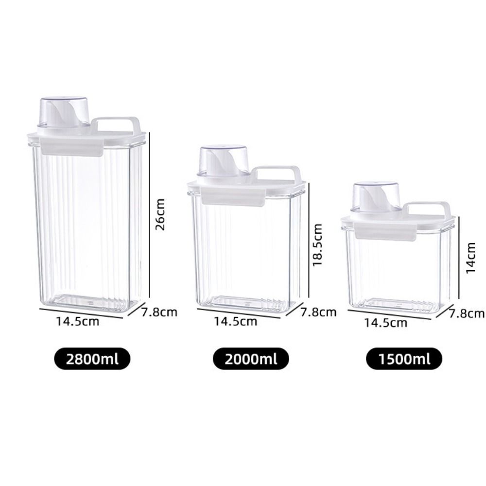 Transparent Laundry Powder Storage Box with Measuring Cup Laundry Room Organization