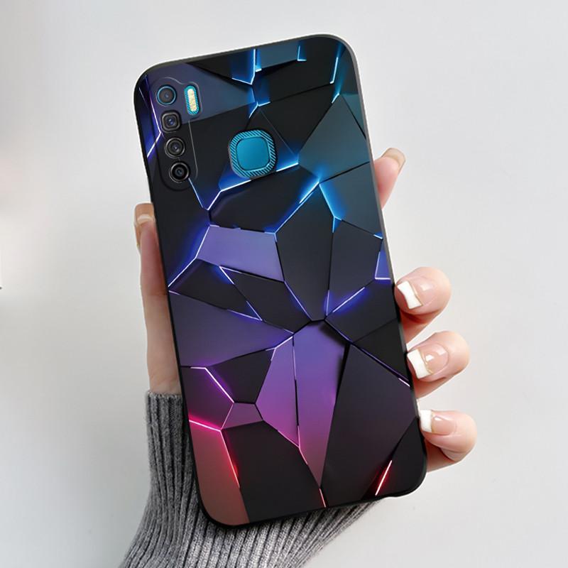Handyhülle Für Infinix S5/S5 lite/X652/Camon 12 Air/CC6 Schwarz Niedliche Cartoons Bemalte Hülle Stoßdämpfer Weiche Stoßfeste Schwarze Hülle