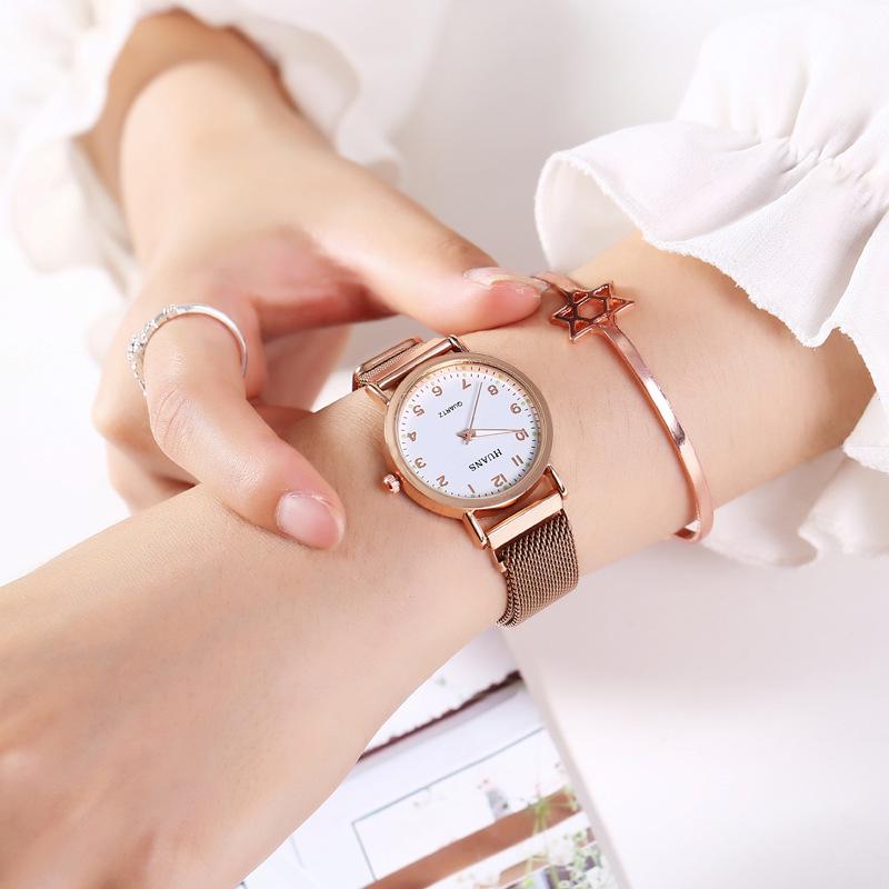 

Цифровые магнитные женские светящиеся кварцевые часы в корейском стиле - Модный дизайн в стиле мягкой девушки Мори розового золота