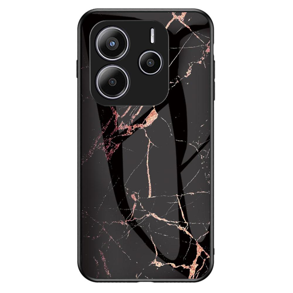 For Xiaomi Redmi Note 14 5G Case Marble Pattern Tempered Glass+PC+TPU Protective Phone Cover