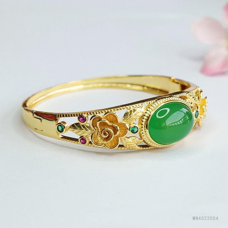 Green Agate Bracelet Canary Stone Flower Ethnic Style Factory  Generation S4022004