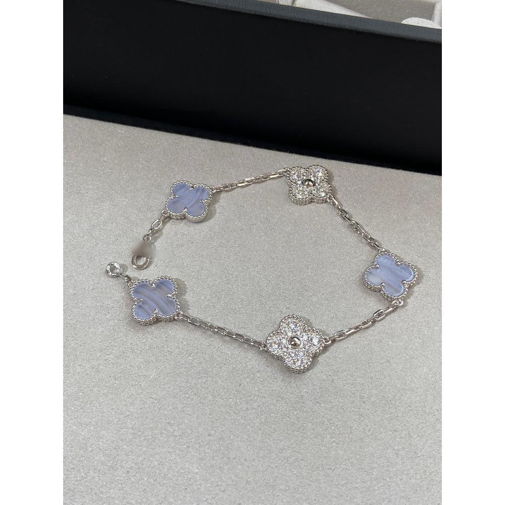 Natural Purple Chalcedony Four-leaf Clover Five-flower Bracelet - Women s Lightweight Luxury Exquisite Bracelet high version