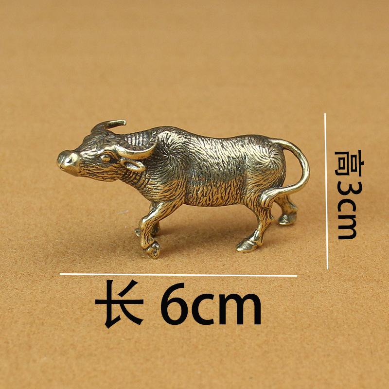 Solid pure brass office desktop zodiac cow small ornament bronze tea pet jewelry handicraft gifts zodiac cow