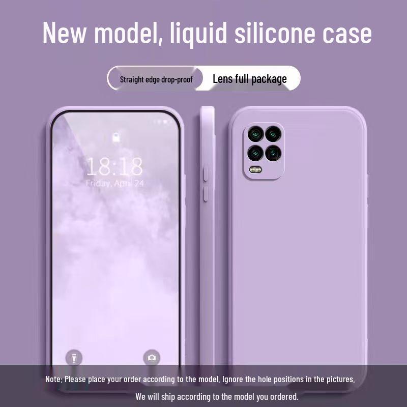 Compatible with Xiaomi 10 Youth Edition: Solid Color Liquid Silicone Full Coverage Soft Case - Anti-drop Protection