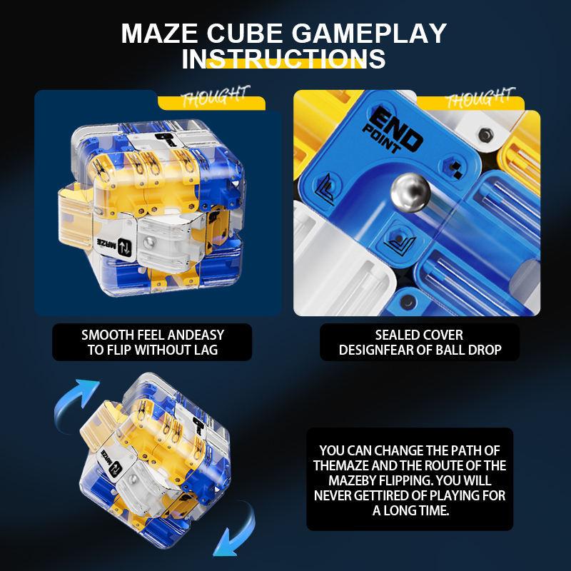 3D Maze Stress Relief Cube Transparent Six Sided Puzzle Speed Magic Cube Fidget Toy for Kids Educational Toys Birthday Gift