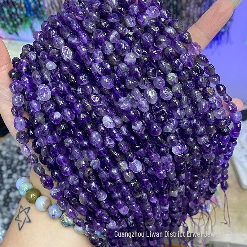 Urugwajskie lawendowe ametystowe okrągłe koraliki - naturalne kamienne akcesoria do biżuterii DIY
