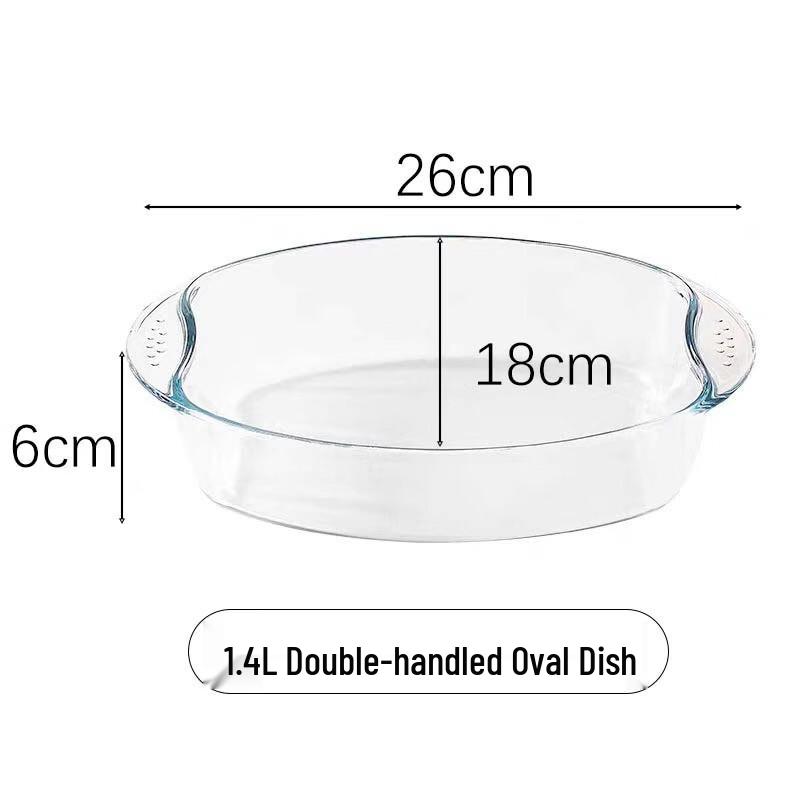 ZISIZ High-Temp Glass Oval 3-Compartment Serving & Baking Dishes, 1.4L Set of 2