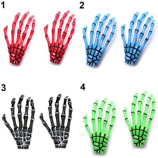 Punkowa Czaszka Łapa Przesadzone Pazury Włosy Czaszka Kość Ręka Spinka Ozdoby