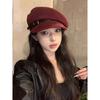 Women's flat-top hat with belt, British-style newsboy cap, duckbill cap, octagonal beret, trendy