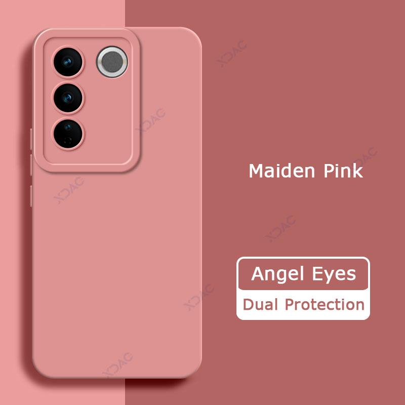 Quadratische Angel Eyes-Hüllen aus flüssigem Silikon für VIVO V27 Pro VIVOV27 V27Pro V 27 5G, weiche 360-Grad-Schutzhülle für Jungen und Mädchen